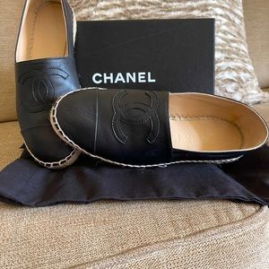 Authentic Chanel Black Espadrilles Size 7